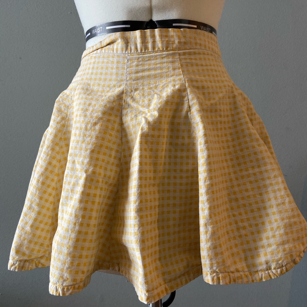 Vintage Handmade Yellow Checked Miniskirt